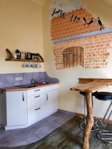 Η κουζίνα ή μικρή κουζίνα στο Schwalbenwohnung
