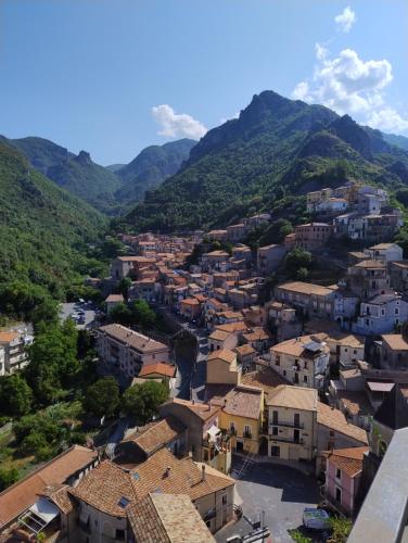 an aerial view of a village in the mountains at La Casa Di Nonna Lucrezia in Orsomarso