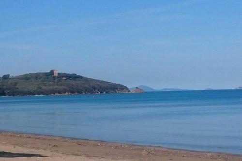 an island in the middle of a large body of water at Villa Capinera, intera casa con parco privato in Punta Ala