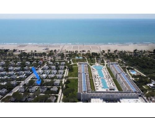 an aerial view of a resort with a swimming pool at Villa Hana - San Pietro in Fushë-Draç