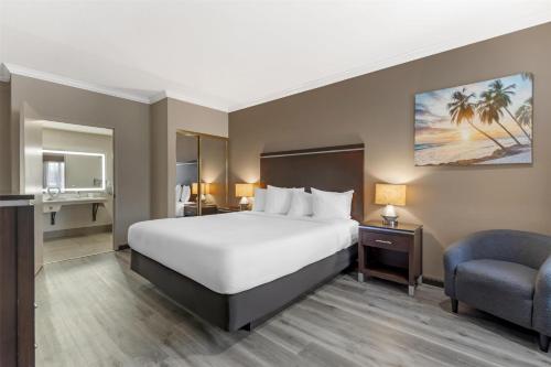 a hotel room with a bed and a chair at Best Western Redondo Beach Galleria Inn Hotel - Beach City LA in Redondo Beach
