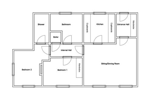 a floor plan of a house at Fabulous 2 bed Historic Ground floor apartment Belper with free car parking next to property in Belper