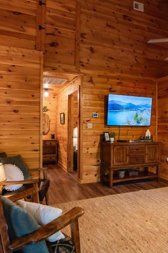 TV a/nebo společenská místnost v ubytování Smoky Mountain Cabin w/HotTub in Screened-in Patio
