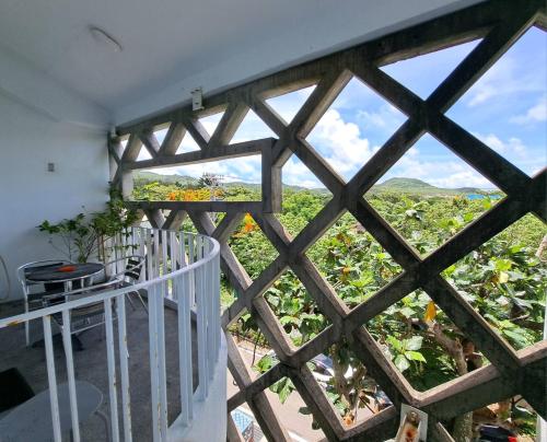 a view from a window of a vineyard at 墾丁橘月Orange Moon Inn in Kenting