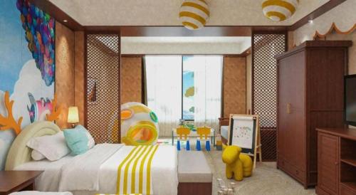 Cama o camas de una habitación en Langfang Ovation Hotel