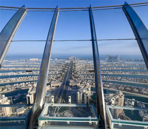 a view of the city from the observation deck at Hilton Dubai Palm Jumeirah in Dubai