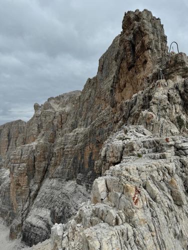 a rocky mountain with a rope on top of it at Casetta Zoe in Margone
