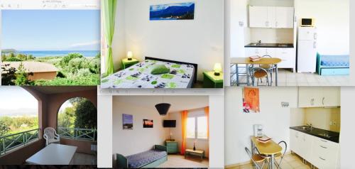 a collage of photos of a kitchen and a room at Résidence Privée Suarella in Saint-Florent