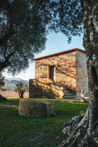 a stone building with a door in a field at Quinta da Torre - Anselmo Mendes