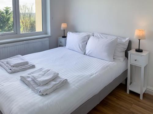 En eller flere senge i et værelse på Glastonbury Studio - Tor View - Sleeps 2