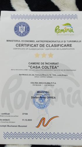 a fake degree certificate is shown at Casa Coltea in Moieciu de Jos