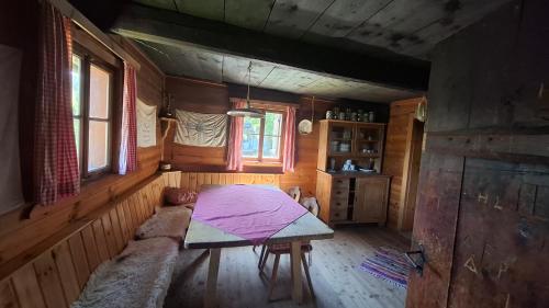 a small room with a table in a cabin at Meissnitzerhütte in Schlögelberg