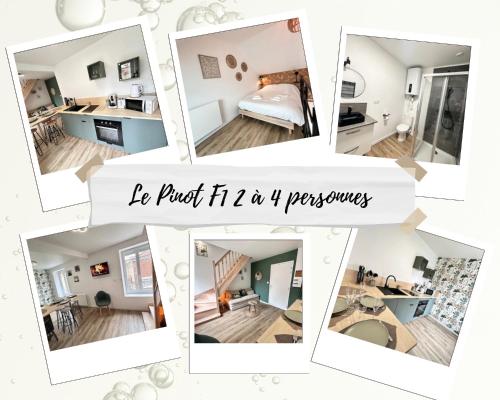 a collage of pictures of a room at Le Pinot in Chouilly