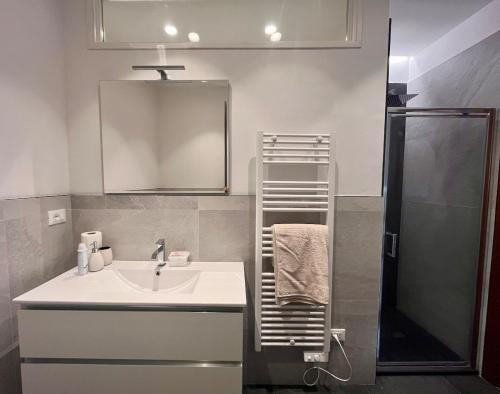 une salle de bain avec lavabo et douche dans l'établissement Villa Fontalta, à Cavriglia