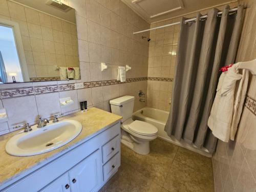a bathroom with a sink and a toilet and a shower at Aurela Residences in Boon House