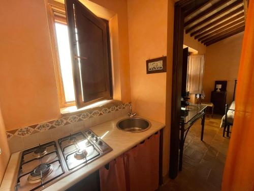 a kitchen with a sink and a window at Agriturismo San Bartolomeo in Montecchio