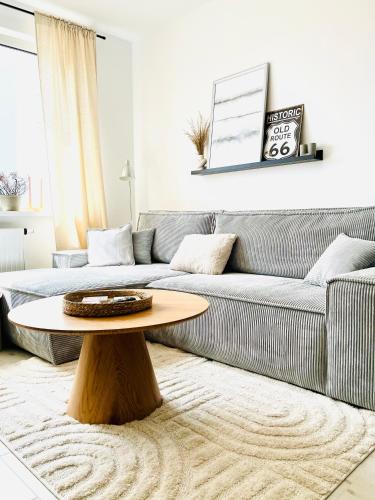 Ruang duduk di Nowe Miasto Apartment, Darmowy Parking, Dostęp na kod, Winda