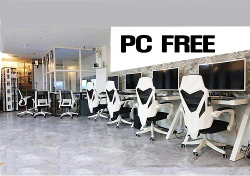 an office with a row of white desks and chairs at Multi24 멀티 24 hours multi room motel hotel guest house A in Incheon