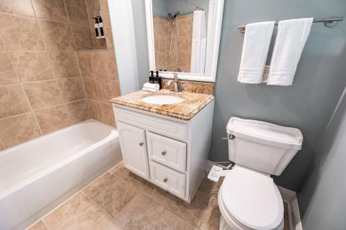 a bathroom with a toilet and a sink and a tub at Modern Stay on Green Valley - 2.5 Mi to Downtown in Sunset Hills
