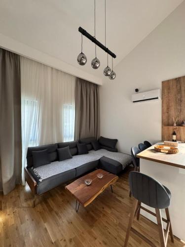 un soggiorno con un divano e un tavolo di TARA & SPA apartment Kolasin a Kolašin