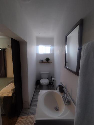 a bathroom with a sink and a toilet at DGM Lofts MTY MN 960 G centro cerca de todo in Monterrey