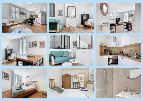 un collage de fotos de una cocina y una sala de estar en Appartement cosy à la Rotonde - Lumineux - Les Frères de la Loc', en Marsella
