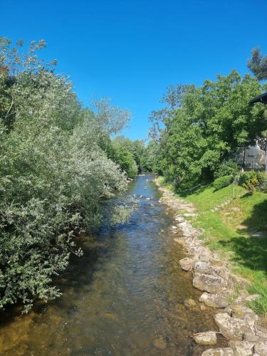 a river with trees on the side of it at Haus Theresia in Lengfelden