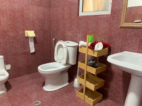 een badkamer met toilet en wastafel bij Cosyy House in Vlorë
