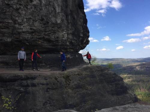a group of people standing on top of a mountain at Ferienhaus in Sebnitz in Sebnitz