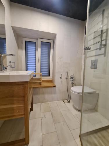 een badkamer met een wastafel en een toilet bij Old City Budva in Budva