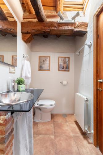 a bathroom with a sink and a toilet at Casa Rural El Viejo Almacén, a 20 minutos de Segovia in Losana de Pirón