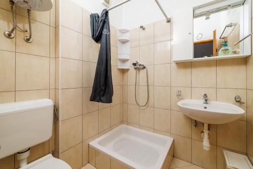 a bathroom with a toilet and a sink at Apartments Domagoj in Lukovo Šugarje