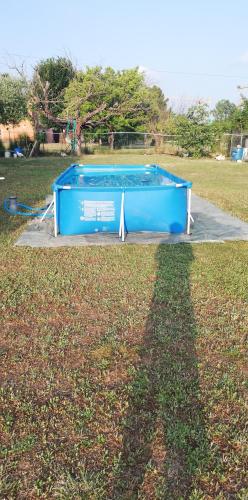 une grande piscine bleue dans un champ d'herbe dans l'établissement Villa Graziella, à Châteauneuf