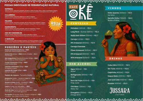 a page of a menu for a restaurant at Casa da Árvore - Jussara Cultural in Joinville
