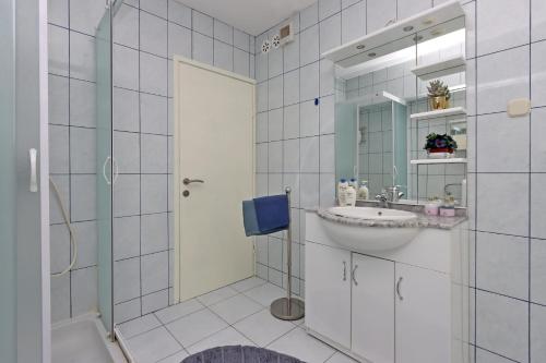 a bathroom with a sink and a glass shower at Apartments with parking space Selce, Crikvenica - 24450 in Selce