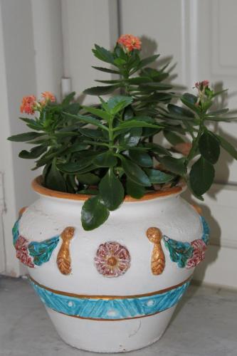 a white vase with a plant in it at Lyberty in Randazzo