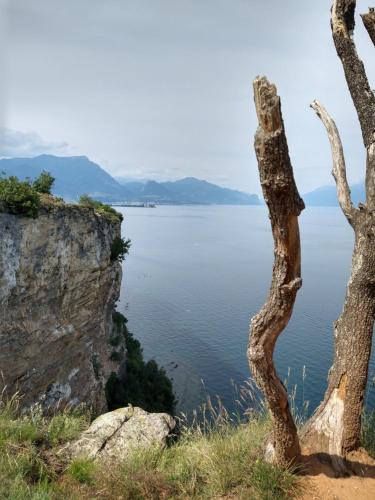 a view of a large body of water at Mansarda in Piazzetta Centro Storico in Manerba del Garda
