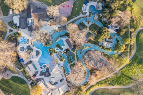 an overhead view of a pool at a water park at Hyatt Regency Lost Pines Resort and Spa in Cedar Creek