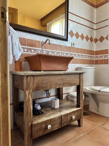 a bathroom with a sink and a toilet at As Adegas in Poio