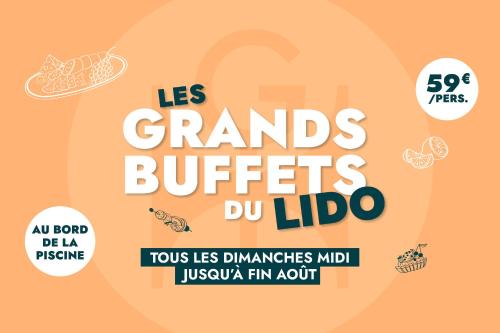 a poster for a food festival with the words le grand butterflies dullo at Grand Hôtel Du Lido in Argelès-sur-Mer