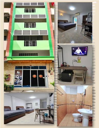 a collage of four pictures of a house at Moon's House Hatyai มูนเฮ้าส์ หาดใหญ่ in Hat Yai