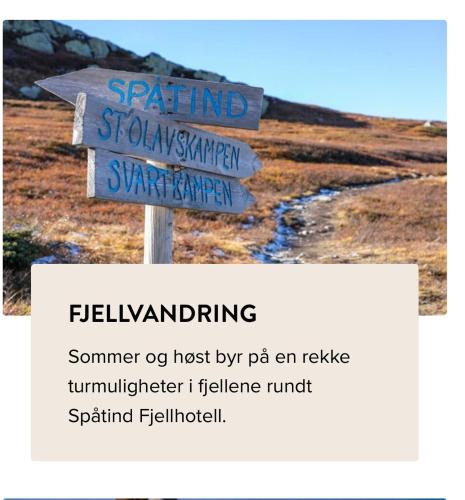 a street sign in the middle of a field at Leilighet til leie på Synnfjellet in Lii