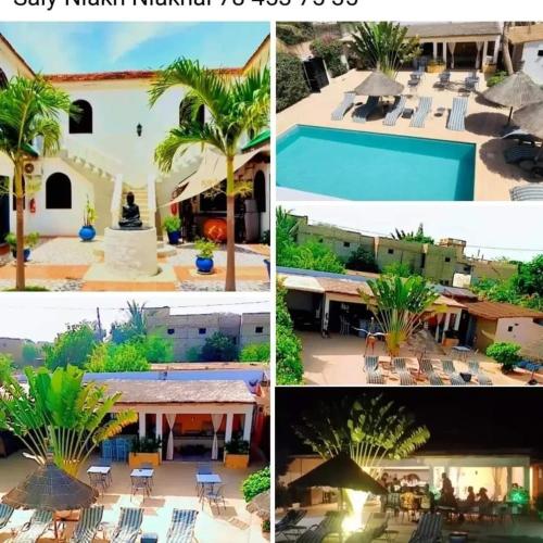 a collage of photos of a villa at Riad côté jardin in Saly Portudal