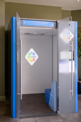 an open refrigerator with a sticker on the door at Hotel Killarney in Killarney