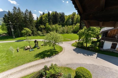 an overhead view of a park with a building at Adlerhof in Samerberg