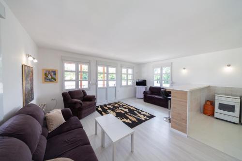 a living room with a couch and a table at Holiday Home Soul 