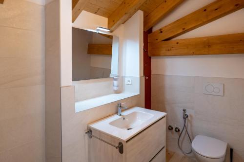 a bathroom with a sink and a toilet at Casa Quadrifoglio - Ticino in Intra