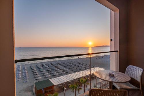 a view of the beach from a hotel room at Aks Hotel in Durrës