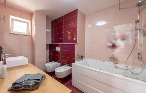 a bathroom with a tub and a toilet and a sink at Villa Mihaela by Villas Guide in Rukavac