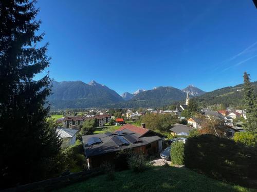 a view of a town with mountains in the background at Ferienhaus Kötschach 356 in Kötschach